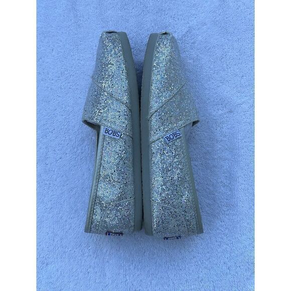 Bobs Silver Sparkle Square Flat Size 7W - Picture 7 of 10